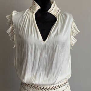 Ramy Brook Mirabelle Dress NWT – Cream Silk Mini with Studded Waist – Size M